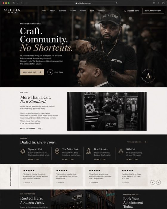 Action Barber Shop — Lake County barbershop website example