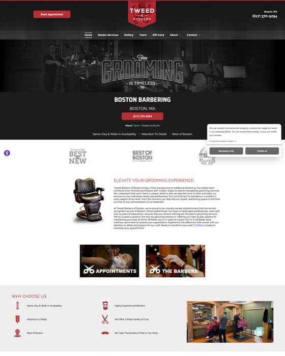 Tweed Boston — barber website example