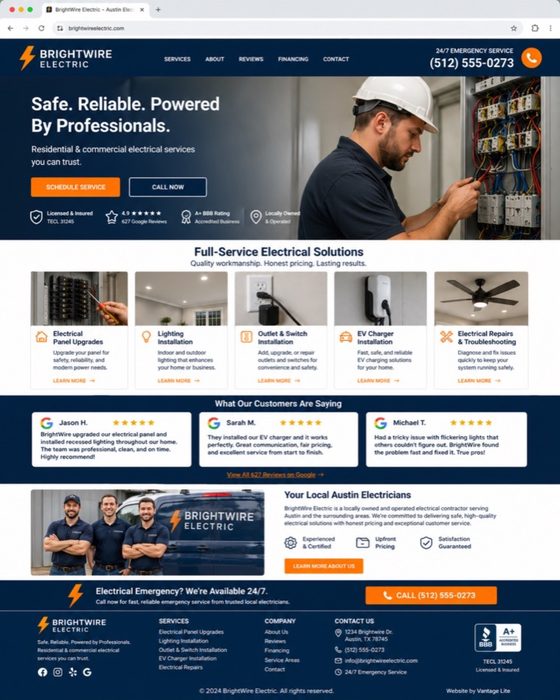 Frankie's Electric — electrical website example