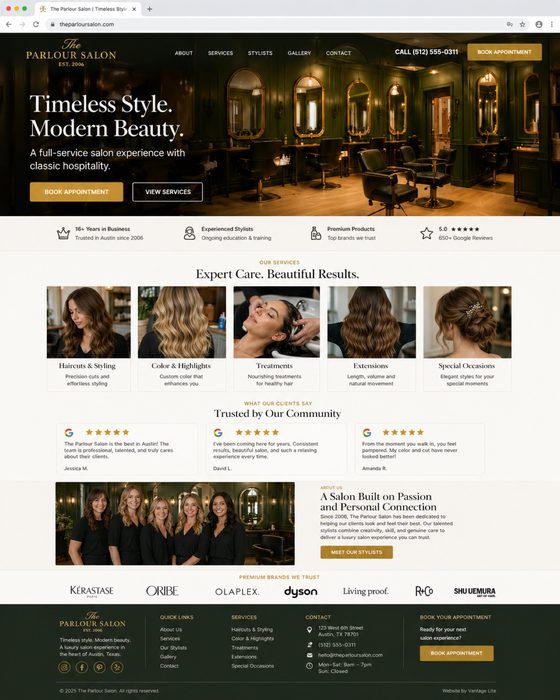 Modern Hair Studio — hair salon website example