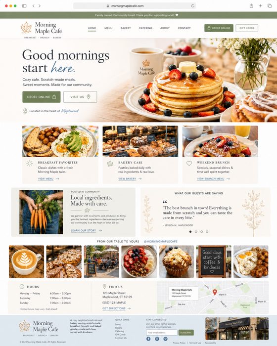 Morning Maple Café — café website example